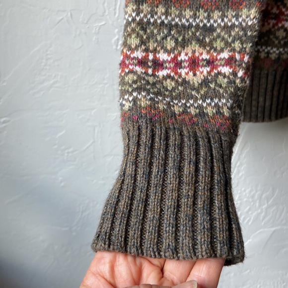 Vintage Tiara ramie cotton blend zip-per cardigan Fair Isle icelandic nordic M - Picture 5 of 11